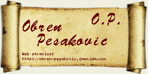 Obren Pešaković vizit kartica